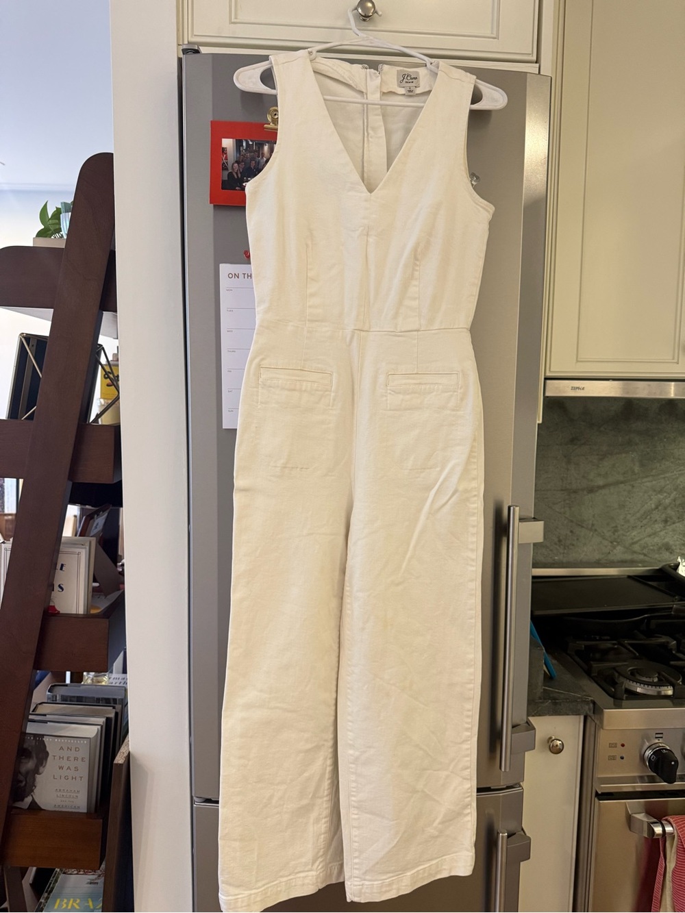 J. Crew White Denim Sleeveless Jumpsuit